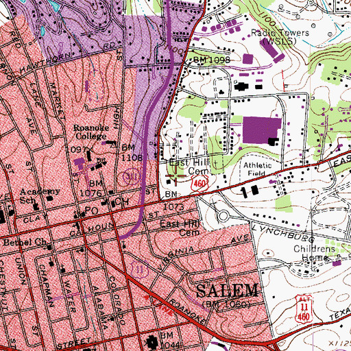 Topographic Map of Longwood, VA