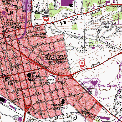 Topographic Map of Palmer Park, VA