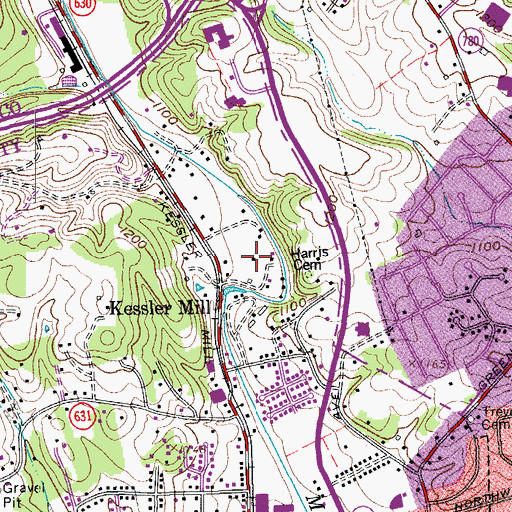 Topographic Map of Pine Bluff, VA