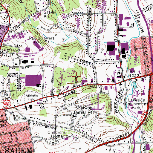 Topographic Map of Pine Oak Heights, VA