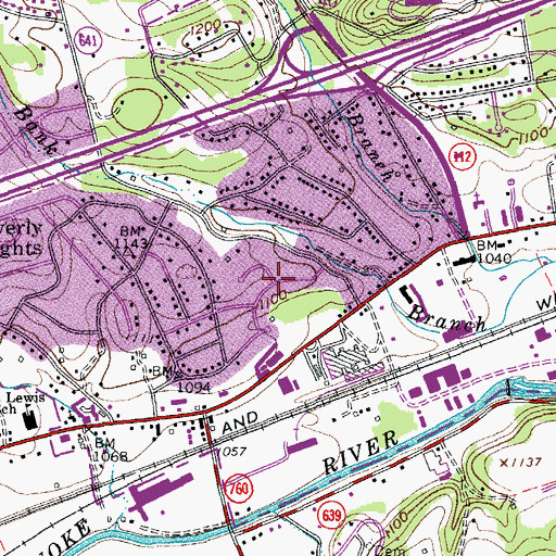 Topographic Map of Rolling Hills, VA