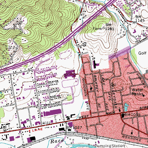 Topographic Map of Salem High School, VA