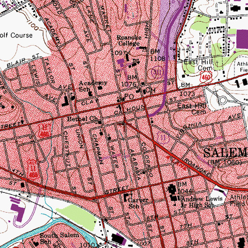 Topographic Map of Shiloh Baptist Church, VA