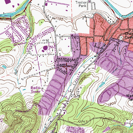 Topographic Map of Southside Hills, VA