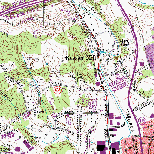 Topographic Map of Woodside Park, VA