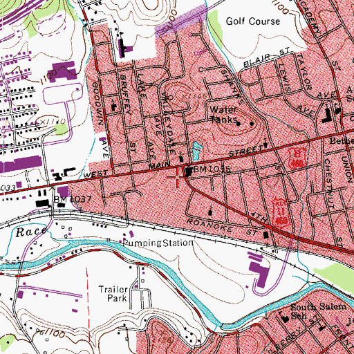 Topographic Map of West Salem Plaza Shopping Center, VA