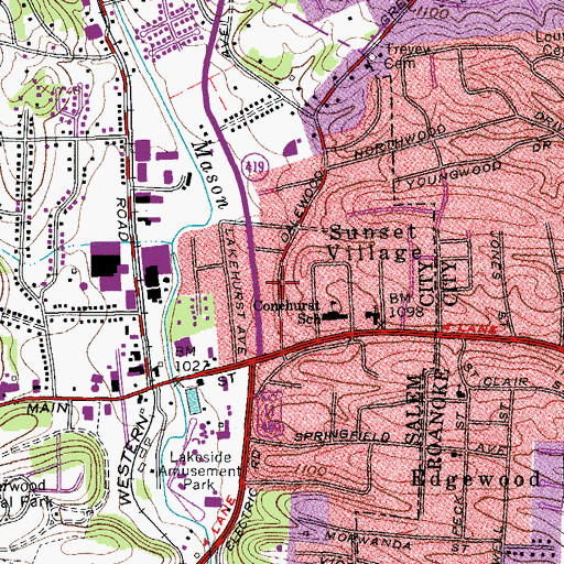 Topographic Map of Bellevue Park, VA