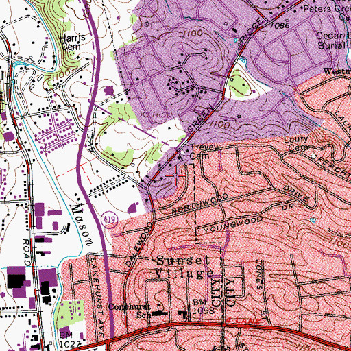 Topographic Map of Spring Garden, VA