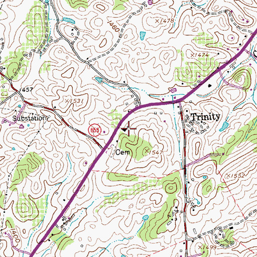 Topographic Map of Trinity Episcopal Church, VA
