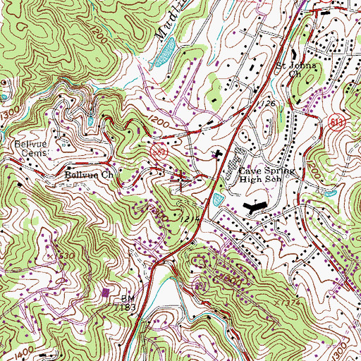 Topographic Map of Adam Acres, VA