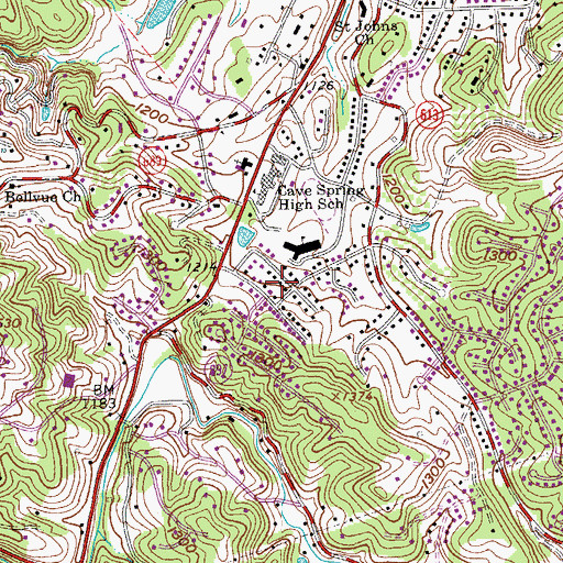 Topographic Map of Arlington Hills, VA