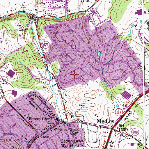 Topographic Map of Beacon Hills, VA