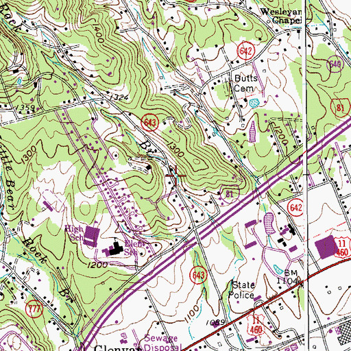 Topographic Map of Bear Rock, VA