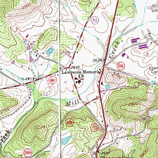 Topographic Map of Bent Mountain Elementary School, VA