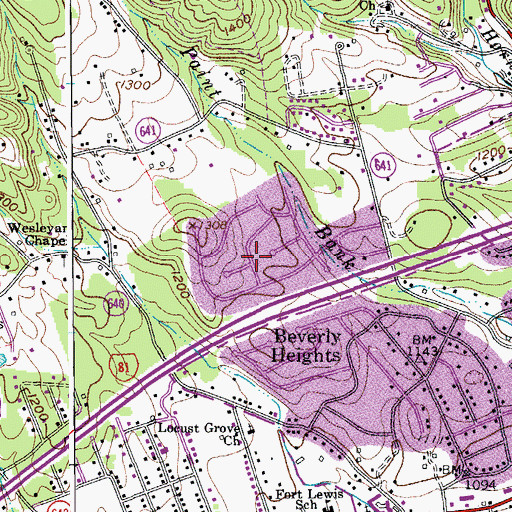 Topographic Map of Beverly Heights North, VA
