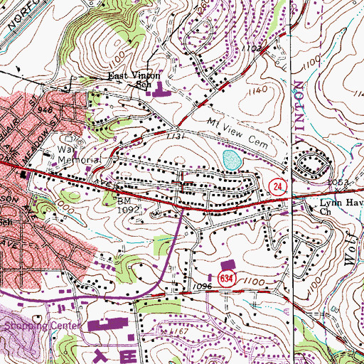 Topographic Map of Blue Ridge Heights, VA