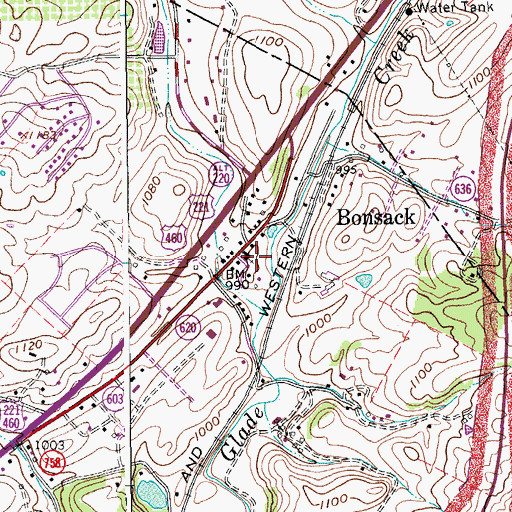 Topographic Map of Bonsack Baptist Church, VA