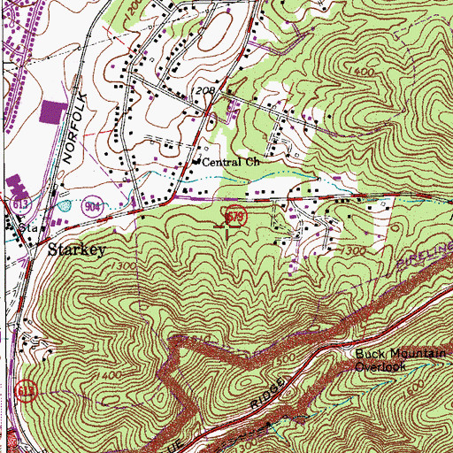 Topographic Map of Branderwood, VA