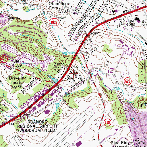 Topographic Map of Brooklawn, VA