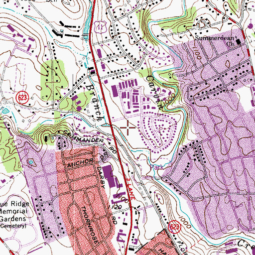 Topographic Map of Brookside Golf Club, VA