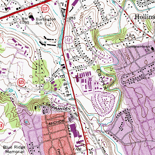 Topographic Map of Brookside Shopping Center, VA
