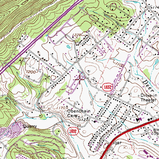 Topographic Map of Burlington Estates, VA
