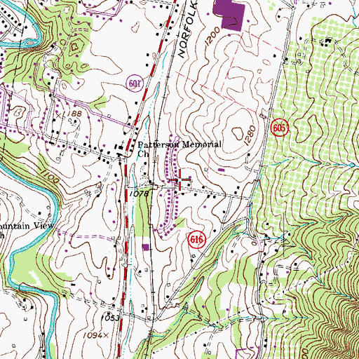 Topographic Map of Burnette Heights, VA
