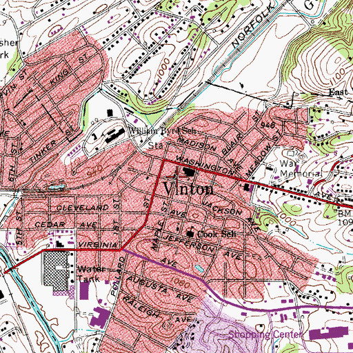 Topographic Map of Campbell Memorial Presbyterian Church, VA