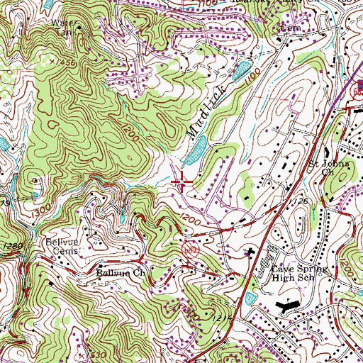 Topographic Map of Canterbury Park, VA