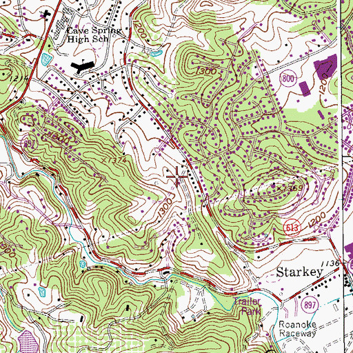Topographic Map of Carolyn Heights, VA