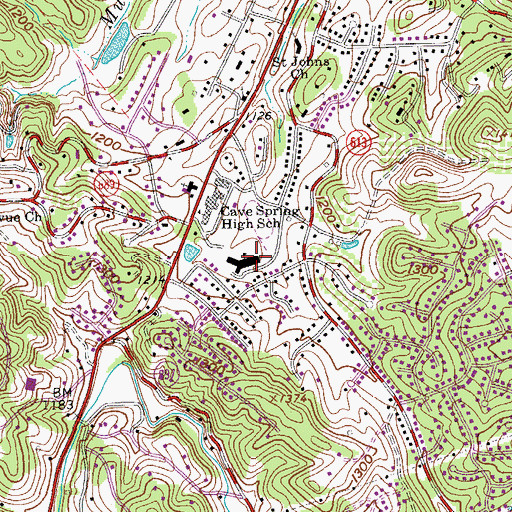 Topographic Map of Cave Spring Elementary School, VA