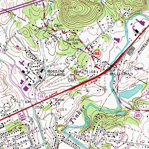 Topographic Map of Cocke Cemetery, VA