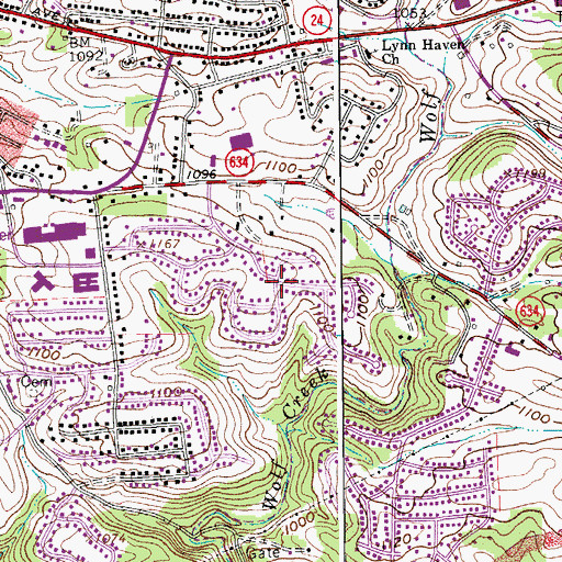 Topographic Map of Dillon Woods, VA