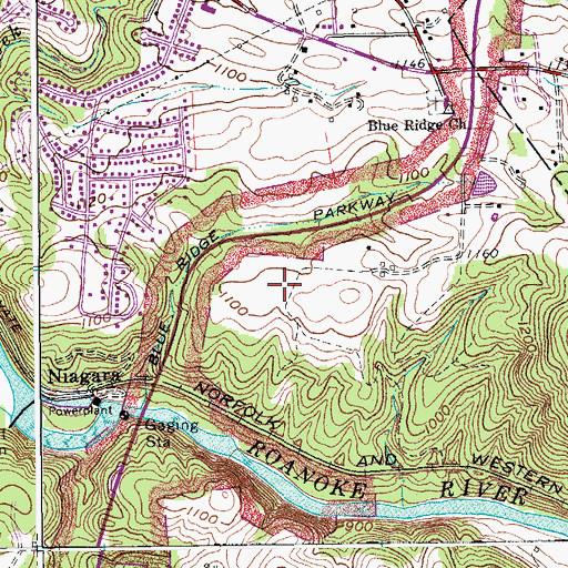 Topographic Map of Explore Park, VA