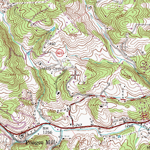 Topographic Map of Farris Heights, VA