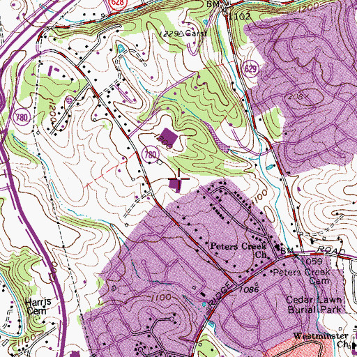 Topographic Map of Glen Cove Elementary School, VA