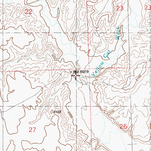 Topographic Map of Yellow Cat Wash, CO