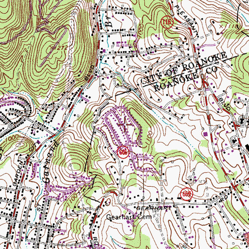 Topographic Map of Hampden Hills, VA