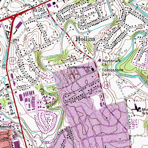 Topographic Map of Hedgelawn Gardens, VA