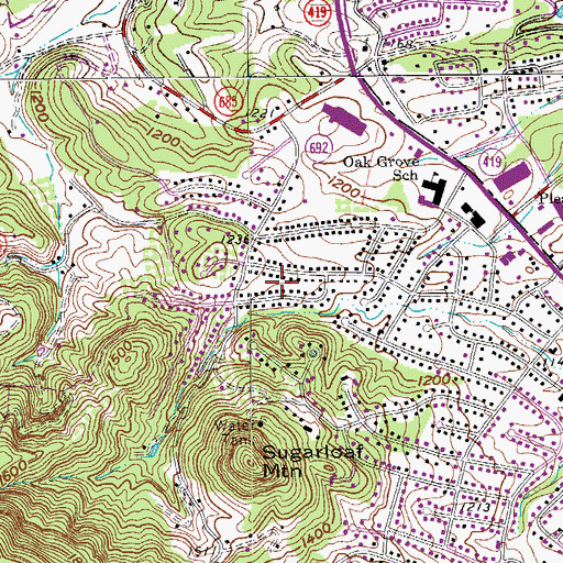 Topographic Map of Hidden Valley, VA
