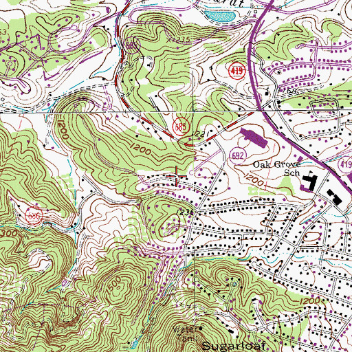 Topographic Map of Hidden Valley Court, VA