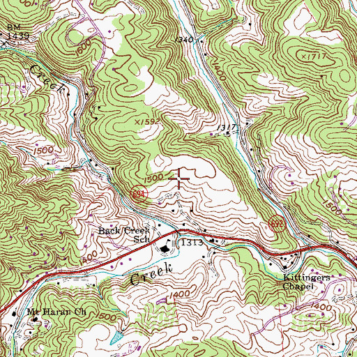 Topographic Map of Highfields Farm Estates, VA
