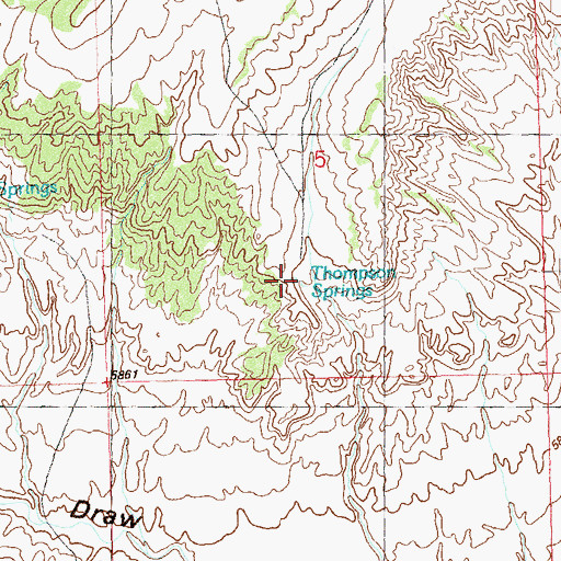 Topographic Map of Thompson Springs, CO