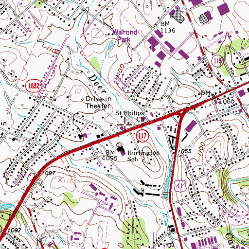 Topographic Map of Hollins Branch Roanoke County Library, VA