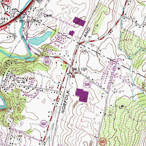 Topographic Map of Hollins Station, VA