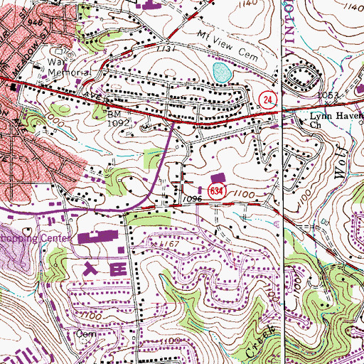 Topographic Map of Howell, VA