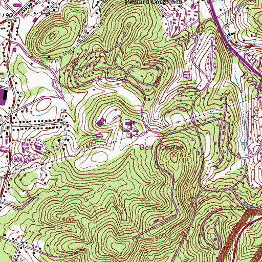 Topographic Map of Hunting Hills Country Club, VA
