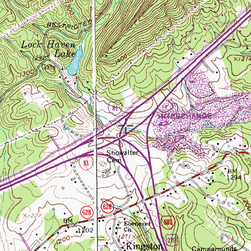 Topographic Map of Interchange 143, VA