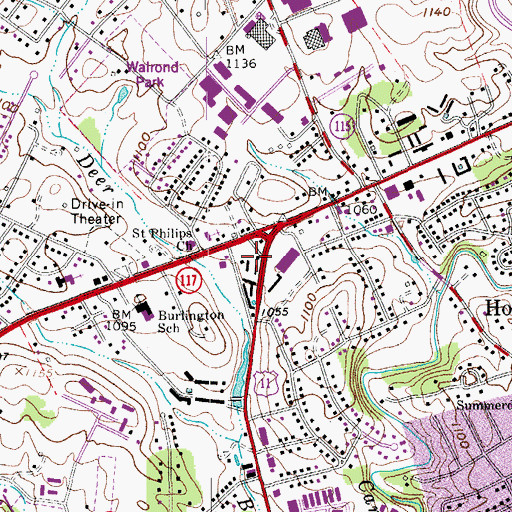 Topographic Map of Market Square North Shopping Center, VA