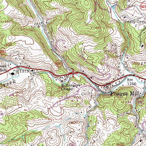 Topographic Map of Mason Creek, VA